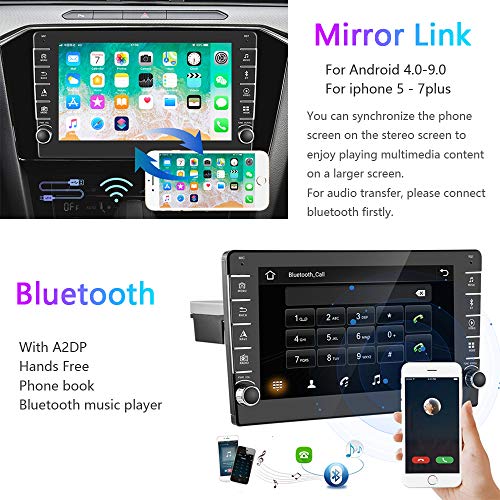 Android Radio de Coche 1 DIN GPS CAMECHO Pantalla Táctil de 8 Pulgadas Radio FM Bluetooth WiFi Enlace Espejo del teléfono móvil USB Doble + Cámara Trasera