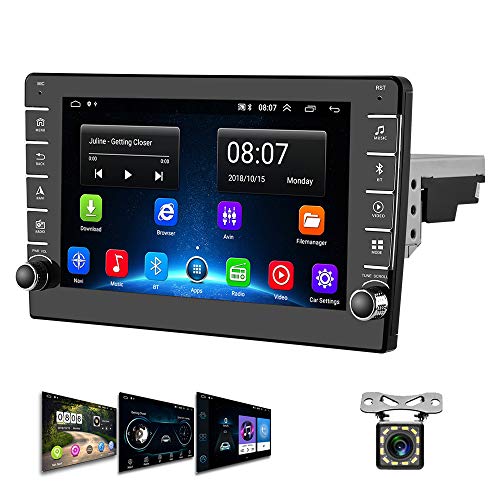 Android Radio de Coche 1 DIN GPS CAMECHO Pantalla Táctil de 8 Pulgadas Radio FM Bluetooth WiFi Enlace Espejo del teléfono móvil USB Doble + Cámara Trasera