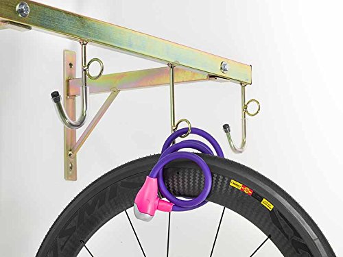 ANDRYS - Soporte de bicicletas de pared vertical para exteriores e interiores – Cuelga bicis de pared desmontable de hasta 6 plazas – Soporte de acero galvanizado – Tropical Oro con tapones de PVC negro - 3006A