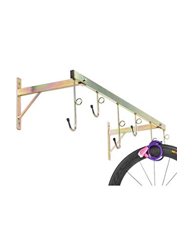 ANDRYS - Soporte de bicicletas de pared vertical para exteriores e interiores – Cuelga bicis de pared desmontable de hasta 6 plazas – Soporte de acero galvanizado – Tropical Oro con tapones de PVC negro - 3006A