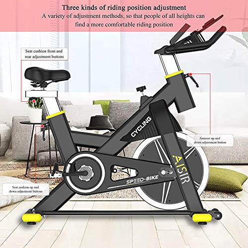 ANEWSIR Bicicleta Estática Bici Spinning Indoor, Sportstech Bicicleta con Pantalla LCD/Correa silenciosa/Pulsómetro/Soporte para iPad/Resistencia Magnética/Asiento Suave Ajustable. Hasta 200Kg.