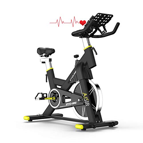 ANEWSIR Bicicleta Estática Bici Spinning Indoor, Sportstech Bicicleta con Pantalla LCD/Correa silenciosa/Pulsómetro/Soporte para iPad/Resistencia Magnética/Asiento Suave Ajustable. Hasta 200Kg.