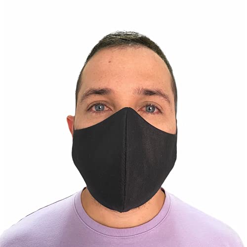 Anilev Mascarillas Reutilizables de Tela Lavables Pack de 6 negras Mascarillas Higienicas Homologadas con Certificado UNE 0065 | Mascarillas de Tela 3 Capas | Mascarillas tela negra