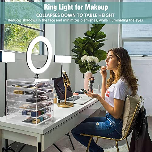 Anillo de Luz con Tripode, Eletorot Aro de Luz para Movil Selfie Ring Light 3 Color 10 Pulgada Luz Grabar Videos para Tiktok Live Stream Volg, Youtube, Fotografia, Maquillaje (Soporte de Trípode Alto)