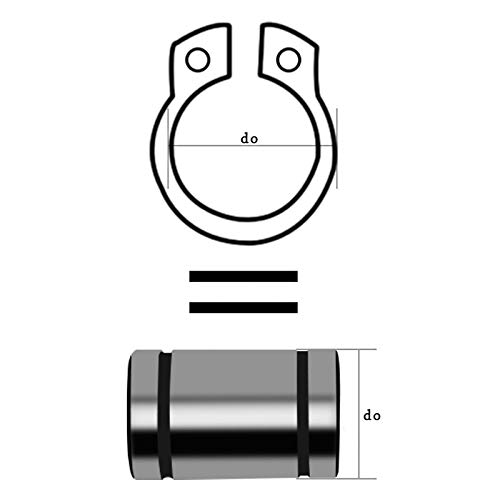 Anillos de seguridad, E-clip Anillo de retención Circlips, 175 pcs, 15 tamaños 4.5 a 23 mm, Acero al carbono negro