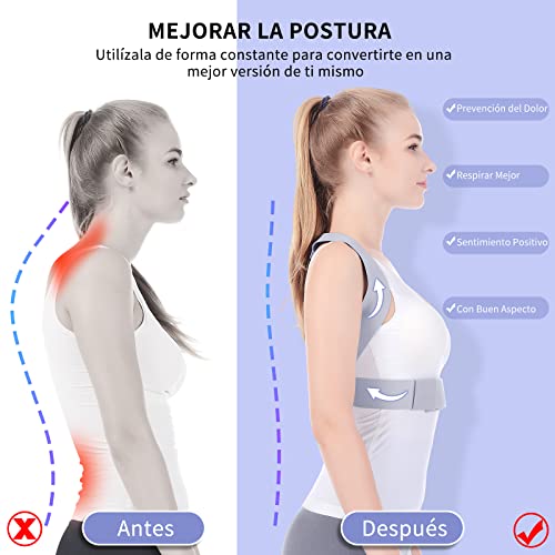 ANOOPSYCHE Corrector de Postura Espalda Hombros Para Hombre y Mujer Talla Asjustable Chaleco Corrector de Postura Transpirable es Ideal para Aliviar los Dolores Dorsales,Thoraciques,Cuello y Hombros