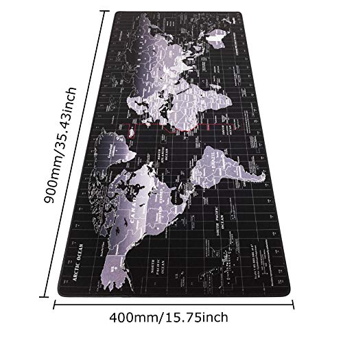 Anpollo Alfombrilla de ratón para Juegos 900 x 400 Alfombrilla de ratón con Mapa del Mundo, Base de Goma Antideslizante, Adecuada para Jugadores, PC y portátil