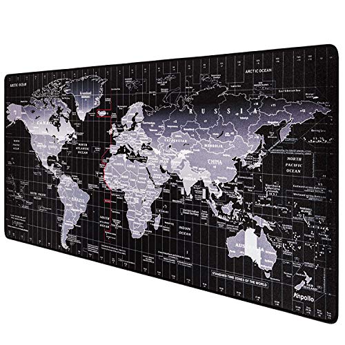 Anpollo Alfombrilla de ratón para Juegos 900 x 400 Alfombrilla de ratón con Mapa del Mundo, Base de Goma Antideslizante, Adecuada para Jugadores, PC y portátil