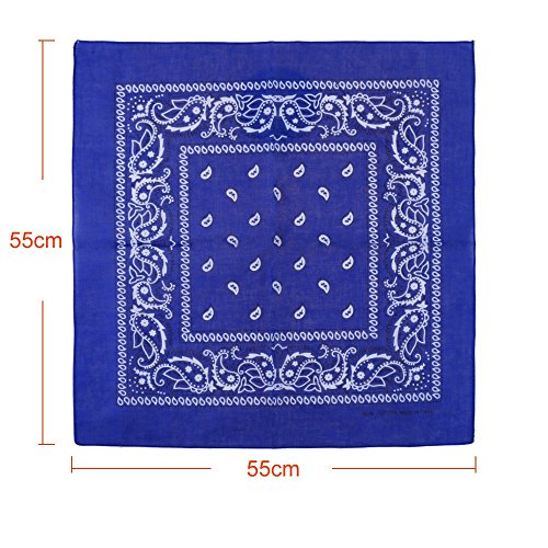 Anpro - 12 bandanas, pañuelos unisex, diadema de pelo, bufanda de cuello, decoración en algodón, estilo retro, multicolor y multifunción, para hombre y mujer, niño, 12 colores, 55 x 55 cm, 12 Couleurs