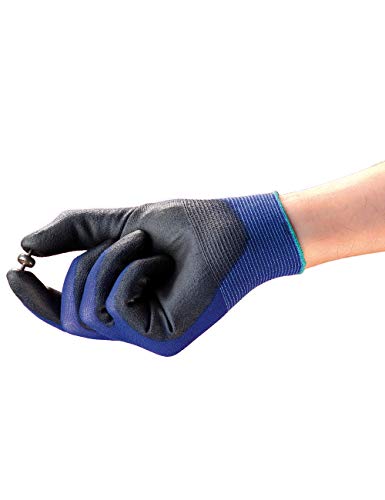 Ansell HyFlex 11-618 Guantes de Trabajo de Nylon Extra-Finos, Guante Mecánico Duraderos Usos Múltiples, Protección Mecánica Industrial, Seguridad y Destreza, Hombre Mujer, Negro, Talla M (1 Par)