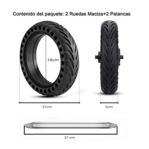 ANSENI® Ruedas Macizas para Patinete Electrico Rueda de 8.5Pulgadas,Neumáticos de Reemplazo, Rueda de Repuesto Antipinchazo Compatible con Xiaomi Scooter Electrico M365/M365 Pro, Xiaomi 1S, Cecotec