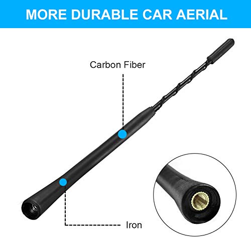 Antena Coche Corta Universal, Antenas De Radio Para Automóvil De 9 Pulgadas, Mástil De Antena Auto De Repuesto Con Adaptador De 5 Mm 6 Mm, Excelente Recepción A Través De Radio FM/AM/DAB, Negro