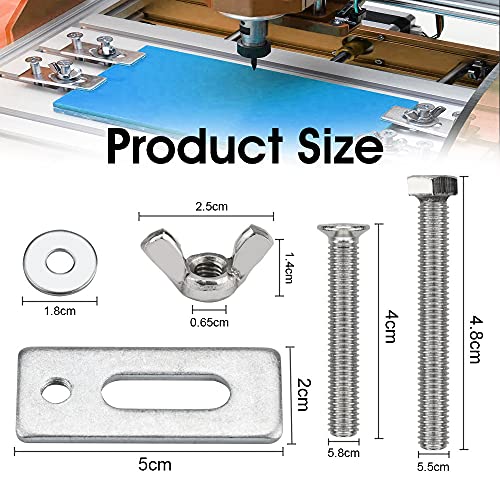 ANTHYTA 4 PCS Abrazadera de Sujeción Rápida de Metal Juego de Sujeción de T-Ranura Abrazadera de Sujeción Herramienta de Fijación para Máquina Grabada Abrazaderas de Sujeción para Máquina de Grabado