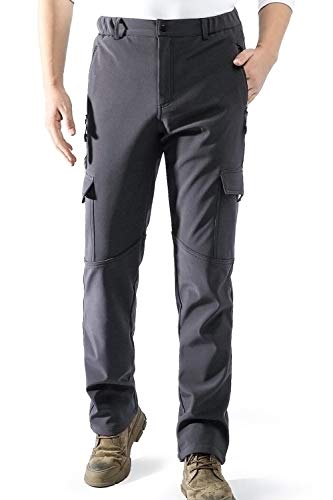 aoli ray Hombre Impermeables Lana Forrado Pantalones Trekking Escalada Senderismo Softshell Pantalones Gris Tamaño:XL