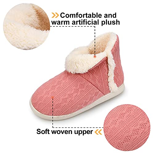 AONEGOLD Zapatillas de Casa para Mujer Hombre Invierno Cálido Felpa Pantuflas Cerradas Cómoda Suave Botas Antideslizante Rosa Talla 40 41