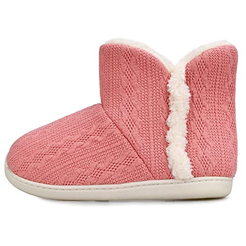 AONEGOLD Zapatillas de Casa para Mujer Hombre Invierno Cálido Felpa Pantuflas Cerradas Cómoda Suave Botas Antideslizante Rosa Talla 40 41