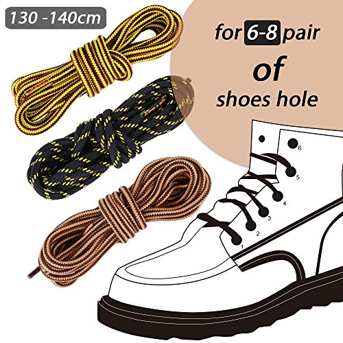 AONER 3 Pares Cordones Redondos de Bota Montaña Zapatos Senderismo 5mm Patin Multicolores Rayas Resistente y Fuerte Unisex