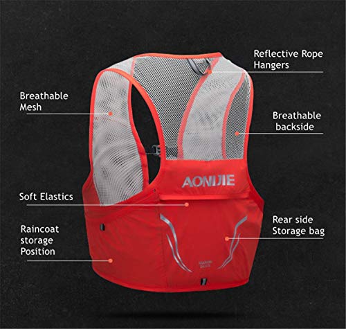 AONIJIE 2.5 L Unisex Ultra Running Chaleco de Piel Avanzada hidratación Pack para Trail Running Cycling Marathoner (Rojo -M/L)