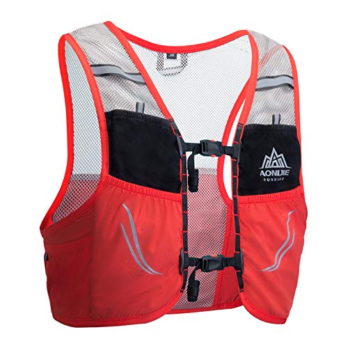 AONIJIE 2.5 L Unisex Ultra Running Chaleco de Piel Avanzada hidratación Pack para Trail Running Cycling Marathoner (Rojo -M/L)