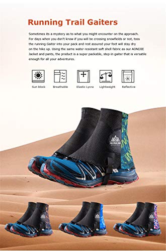 AONIJIE Hombres Mujeres Impermeable Durable Polainas Trail Running para Pierna Camping Montaña Senderismo (Azul)