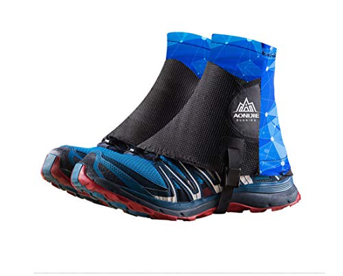 AONIJIE Hombres Mujeres Impermeable Durable Polainas Trail Running para Pierna Camping Montaña Senderismo (Azul)