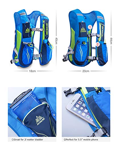 AONIJIE Unisex 5.5L Running Race Hidratación Chaleco Hidratación Pack Mochila (Azul)