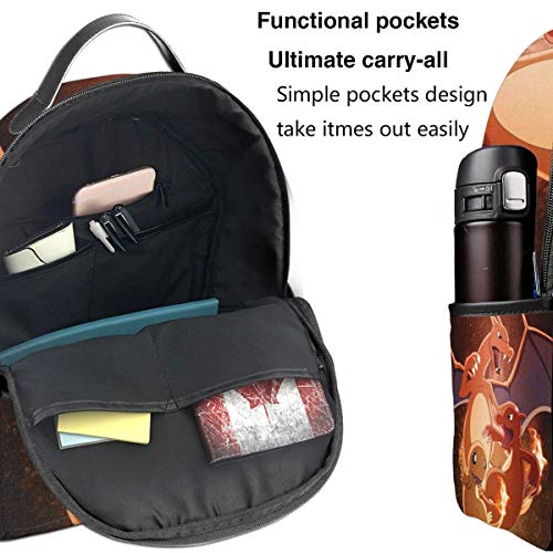 AOOEDM Ch-armander Chara-zard Mochila Multifuncional para Mujeres y Hombres Mochilas Escolares Viajes Senderismo con hervidor de Agua Mochila de Bolsillo