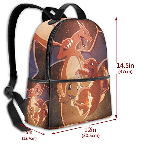 AOOEDM Ch-armander Chara-zard Mochila Multifuncional para Mujeres y Hombres Mochilas Escolares Viajes Senderismo con hervidor de Agua Mochila de Bolsillo