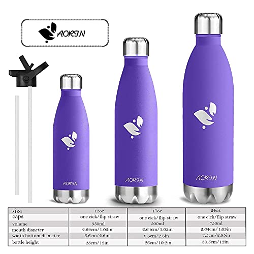 Aorin de Doble Pared con Aislamiento de Botella de Agua de Acero Inoxidable. Proceso de Recubrimiento en Polvo no es Fácil de desprenderse Resistencia al Rayado Fácil de Limpiar.(Lavender-750ml)