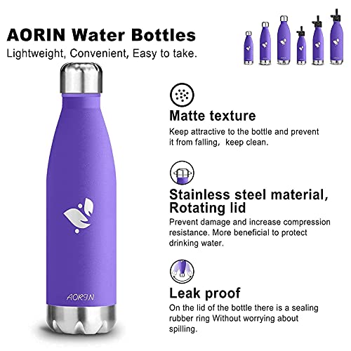 Aorin de Doble Pared con Aislamiento de Botella de Agua de Acero Inoxidable. Proceso de Recubrimiento en Polvo no es Fácil de desprenderse Resistencia al Rayado Fácil de Limpiar.(Lavender-750ml)