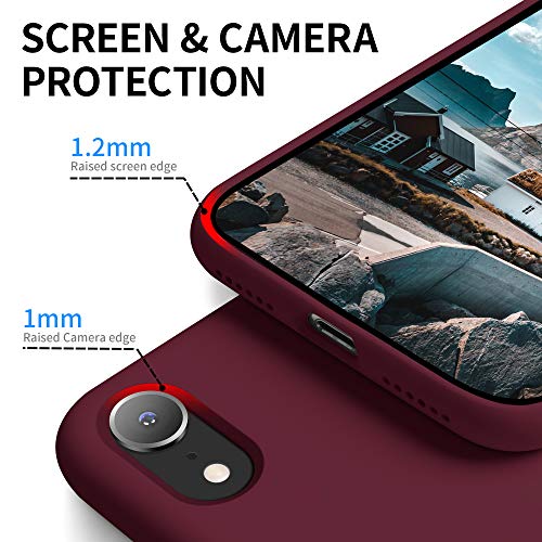 AOTESIER Funda para iPhone XR, funda de silicona ultra delgada con protección completa contra arañazos a prueba de golpes compatible con iPhone XR (rojo vino)