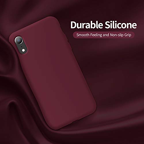 AOTESIER Funda para iPhone XR, funda de silicona ultra delgada con protección completa contra arañazos a prueba de golpes compatible con iPhone XR (rojo vino)