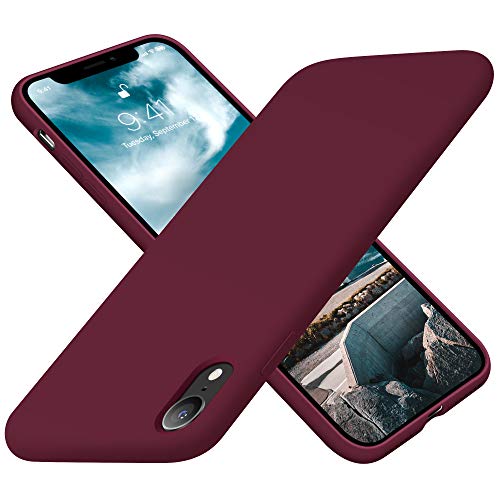 AOTESIER Funda para iPhone XR, funda de silicona ultra delgada con protección completa contra arañazos a prueba de golpes compatible con iPhone XR (rojo vino)