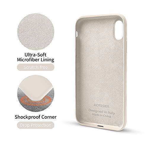 AOTESIER Funda para iPhone XR Ultra Delgada de Silicona con Protección Completa de Cuerpo [Forro de Microfibra Anti-Araños] Funda a prueba de golpes compatible con iPhone XR de 6.1 pulgadas, Piedra