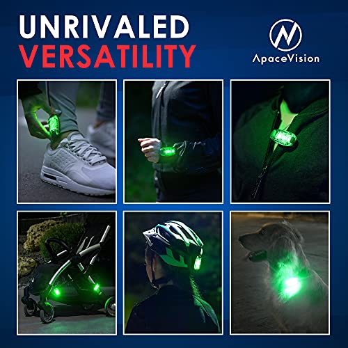Apace Vision Luces de Seguridad LED (Paquete de 2) con Artículos Extra – Acoplable Estroboscópica / Luz para Correr Deporte Perros Bicicletas Andar y Más