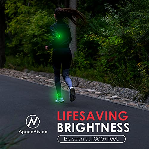 Apace Vision Luces de Seguridad LED (Paquete de 2) con Artículos Extra – Acoplable Estroboscópica / Luz para Correr Deporte Perros Bicicletas Andar y Más