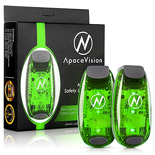 Apace Vision Luces de Seguridad LED (Paquete de 2) con Artículos Extra – Acoplable Estroboscópica / Luz para Correr Deporte Perros Bicicletas Andar y Más