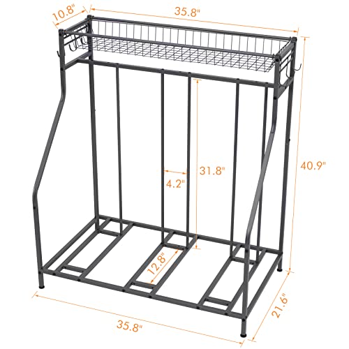 Aparcamiento para Bicicletas, Soporte para Bicicletas Ajustable, Soporte de Estacionamiento para 3 Bicicletas y Organizador para Bicis para Interior y Exterior para Suelo