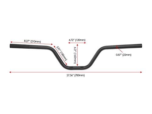 Ape Moto Manillar - 22mm (7/8") Para Codificadores, Brat Motos & Street Motos - Aleación Negra