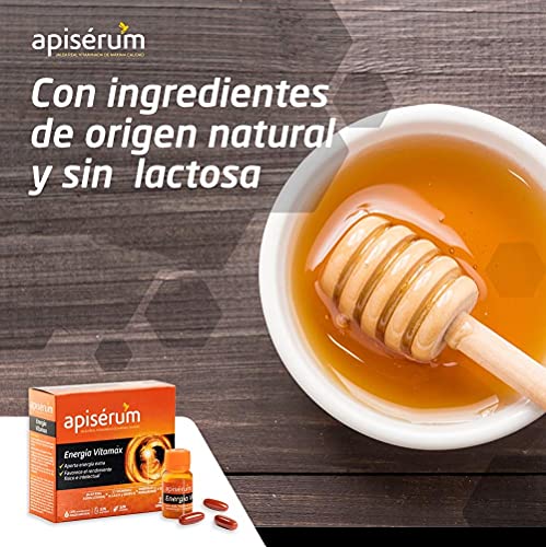 Apisérum Vitamax Viales Bebibles- Aporte de Energía Extra y Vitalidad Favorece el rendimiento físico e intelectual Con Jalea Real, Vitaminas, Minerales, Aminoácidos, Ginseng, Tratamiento para 18 días