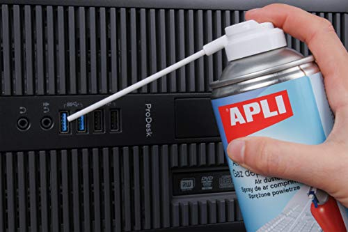 APLI 11307 - Aire comprimido para la limpieza en seco 400 ml. Ideal para teclados, ordenadores y dispositivos electrónicos