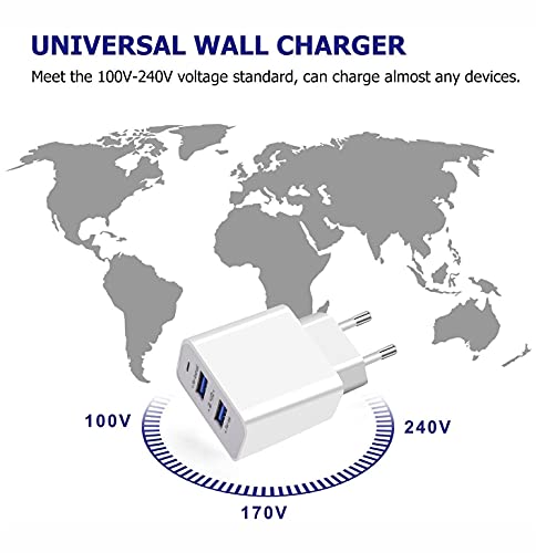 APOKIN® Cargador Movil USB Ultra Rapido Doble USB 2.4A USB 3.0 Adaptador de Carga Cargador Compatible Samsung iPhone iPad Huawei Xiaomi OPPO Realme LG TCL Vivo iPad (Sin Cable)