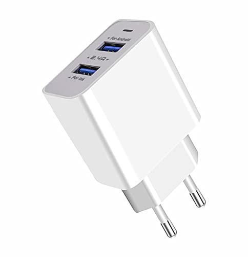 APOKIN® Cargador Movil USB Ultra Rapido Doble USB 2.4A USB 3.0 Adaptador de Carga Cargador Compatible Samsung iPhone iPad Huawei Xiaomi OPPO Realme LG TCL Vivo iPad (Sin Cable)