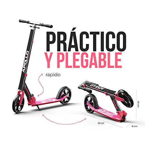 Apollo Patinete Urbano XXL Phantom Pro - Patinete de Grandes Ruedas de 200 m – City Scooter Plegable y Ajustable para Niños y Adultos