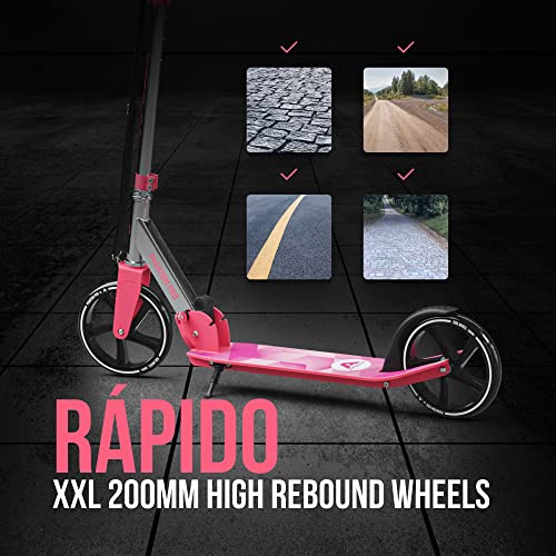 Apollo Patinete Urbano XXL Phantom Pro - Patinete de Grandes Ruedas de 200 m – City Scooter Plegable y Ajustable para Niños y Adultos