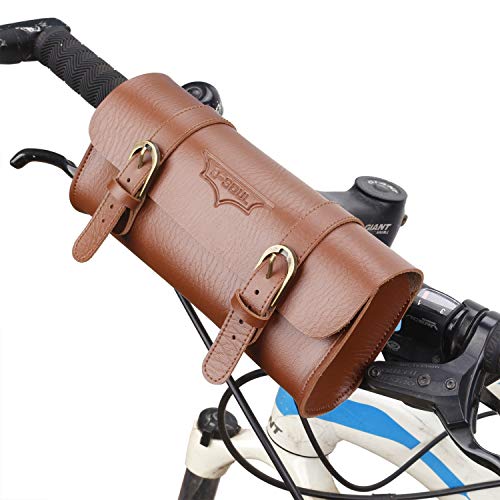 Appiu Retro bolsa plegable para bicicleta delantera deslizar el paquete de asiento de coche bolsa de montar paquetes (color: marrón)