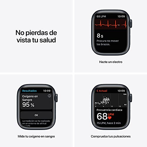 Apple Watch Series 7 (GPS) - Caja de Aluminio en Color Medianoche de 41 mm - Correa Deportiva en Color Medianoche - Talla única