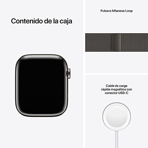 Apple Watch Series 7 (GPS + Cellular) - Caja de Acero Inoxidable en Grafito de 45 mm - Pulsera Milanese Loop en Grafito