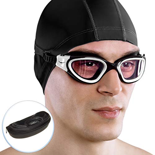 AqtivAqua DX Gafas Natación de Amplio Rango de Visión DX // Entrenamientos de natación - Mar abierto // Línea para interiores - exteriores (Blanco, Claro)