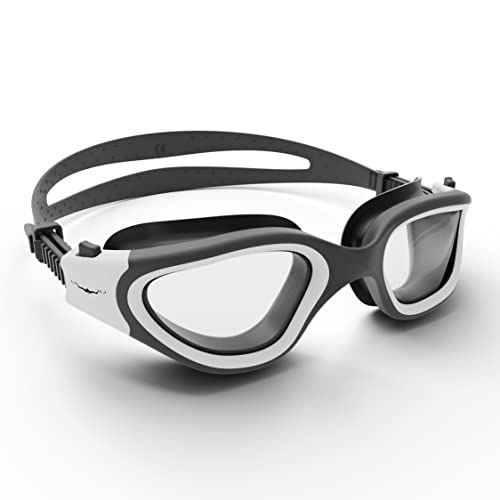 AqtivAqua DX Gafas Natación de Amplio Rango de Visión DX // Entrenamientos de natación - Mar abierto // Línea para interiores - exteriores (Blanco, Claro)